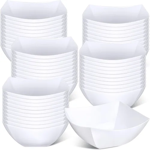 Miniatura 24 de Tanlade 50 Cuencos Cuadrados de Plástico para Servir Desechables Cuencos para Aperitivos Ensalada Recipientes Pequeños para Fiestas Barra de Dulces