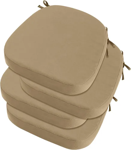 Miniatura 17 de idee-home Juego de 2 cojines para sillas de exterior, 17 x 17 pulgadas de grosor, en forma de D, cojines de asiento impermeables con lazos