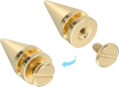 Miniatura 4 de uxcell 8 remaches de espiga de cono de 0.39 x 0.78 pulgadas, tornillos traseros para árbol y picos para manualidades de cuero, ropa, zapatos, Dorado