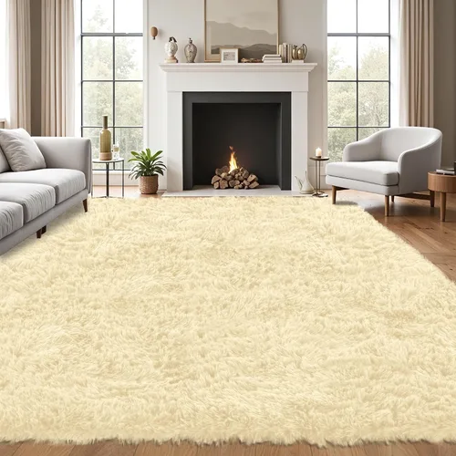 Miniatura 29 de Alfombra de Área 8x10 para Sala de Estar: Alfombras Shag Gris Claro Ultra Suaves y Esponjosas, Alfombra Grande Difusa de Felpa