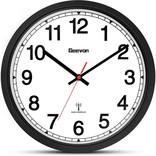Miniatura 11 de Geevon Reloj de pared atómico de 16 pulgadas, reloj analógico autoajustable con sincronización automática de tiempo, funciona