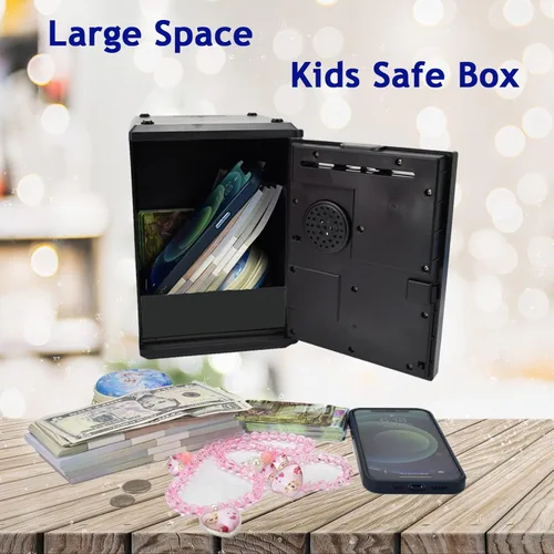 Miniatura 3 de Caja fuerte para niños con contraseña por huella dactilar, alcancía parlante con diseño de cajero automático para dinero real, juguete de regalo