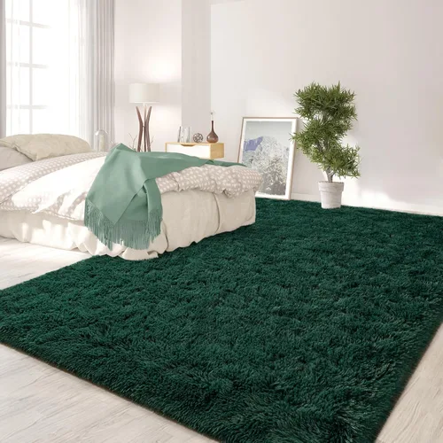 Miniatura 48 de FlyDOIT Alfombras Grandes para Sala de Estar, 5x8 Pies Alfombra Shaggy Teñida con Tie-Dye Gris Oscuro, Alfombras Mullidas Tipo Manta, Alfombras