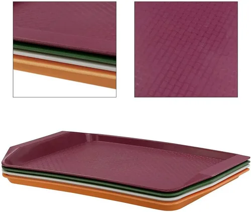 Miniatura 3 de Idotry - Bandejas de plástico para servir comida rápida, paquete de 4 bandejas rectangulares de plástico