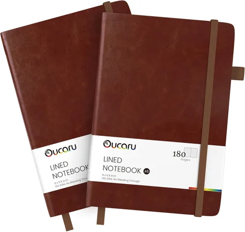 Miniatura 11 de Oucaru Cuaderno rayado, paquete de 4, 180 páginas, diarios A5 para escribir, papel grueso de 100 GSM, cuadernos pequeños diarios para mujeres y 4