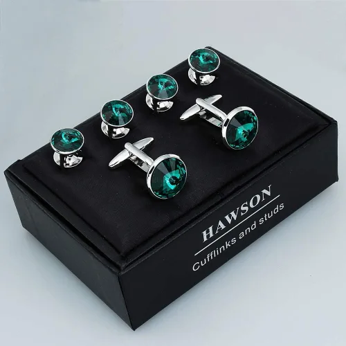 Miniatura 42 de HAWSON Gemelos para hombre con juego de tachuelas de camisa de 4/6 piezas, caja de regalo, joyería para hombre o accesorios para boda, fiesta