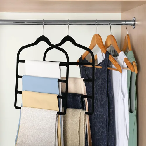 Miniatura 6 de Percha para pantalones de terciopelo que ahorra espacio, antideslizante, Myfolrena, percha para pantalones y pantalones cortos, múltiples perchas