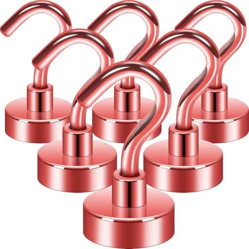 Miniatura 36 de Neosmuk Ganchos magnéticos extrafuertes con resistencia de más de 27 lbs, con imanes de tierras raras resistentes para refrigerador, crucero, Bronce