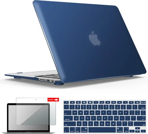 Miniatura 29 de iBenzer Carcasa rígida de plástico con superficie suave 3 en 1 y cubierta para teclado y protector de visualización para MacBook Air, Negro