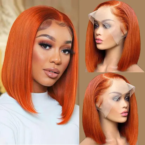 Miniatura 8 de Peluca Bob de encaje frontal de Superfect, cabello humano de 10 pulgadas, 13x4 ondas profundas rizadas, pelucas frontales transparentes