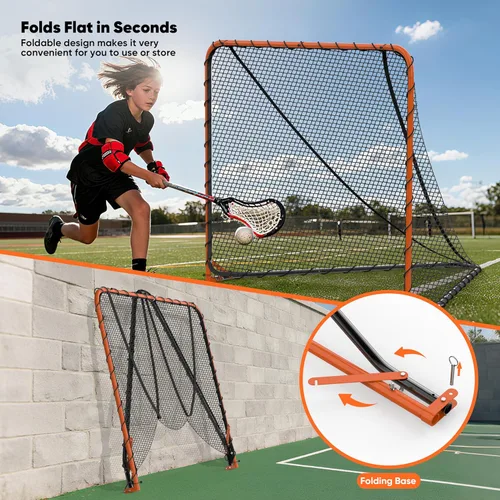 Miniatura 4 de Red de lacrosse portátil para portería plegable para patio trasero para objetivos de 6 x 6 x 7 pies, tamaño oficial, resistente, 0.157 in, tratada