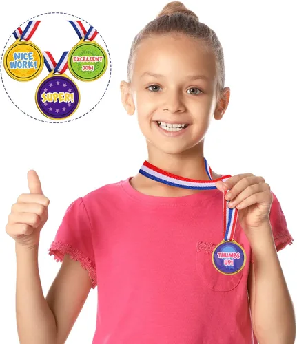 Miniatura 6 de Gejoy Medallas de premio, medallas surtidas para premios para niños, medallas de premio de plástico estilo surtido, medallas de premio para niños