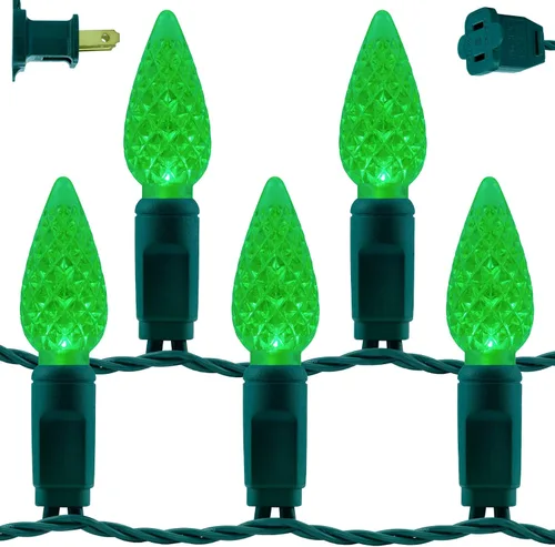 Miniatura 16 de YULETIME Tira de luces LED multicolor C9 fresa para Navidad, 68 pies 100 unidades con espaciado de 8" impermeable, luz de cadena festiva