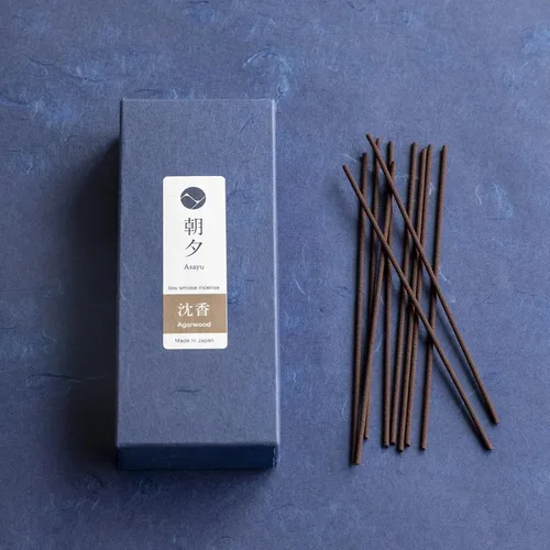 Miniatura 4 de Asayu Japan Set de regalo de incienso de bajo humo con soporte de incienso y soporte de latón, varillas de incienso de madera de agarwood