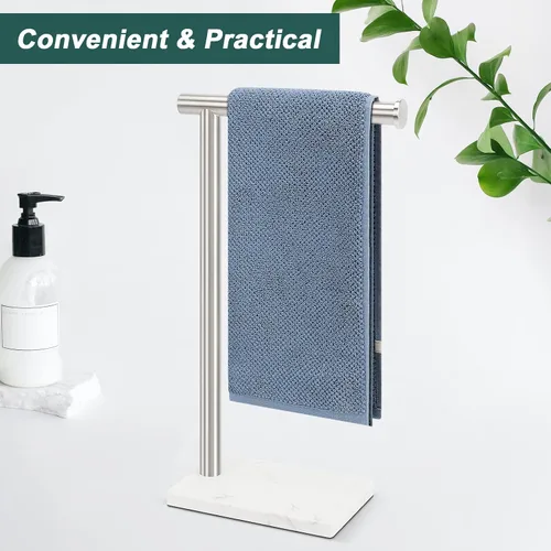 Miniatura 6 de Toallero de Mano, Soporte de Toalla de Mano para Baño con Base de Mármol, Barra de Toallero de Mano en Forma de L de Acero Inoxidable 304