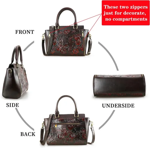 Miniatura 5 de Bolso y bolsos de mano para mujer, de cuero, con asa de mano, tamaño mediano, color rosa