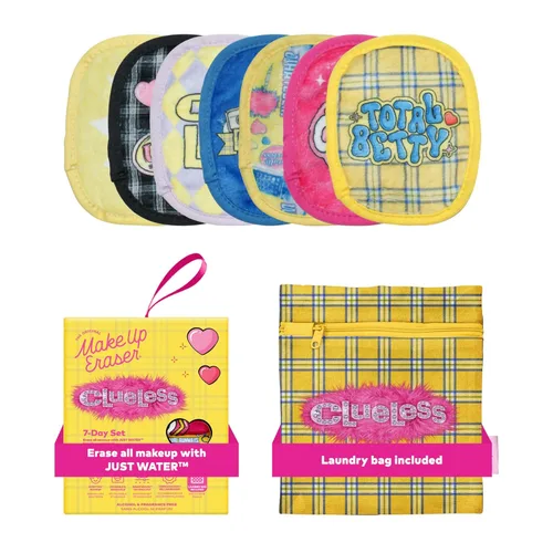 El juego original de 7 días de Makeup Eraser borra todo el maquillaje con solo agua, incluyendo rímel impermeable, delineador, base, lápiz labial,