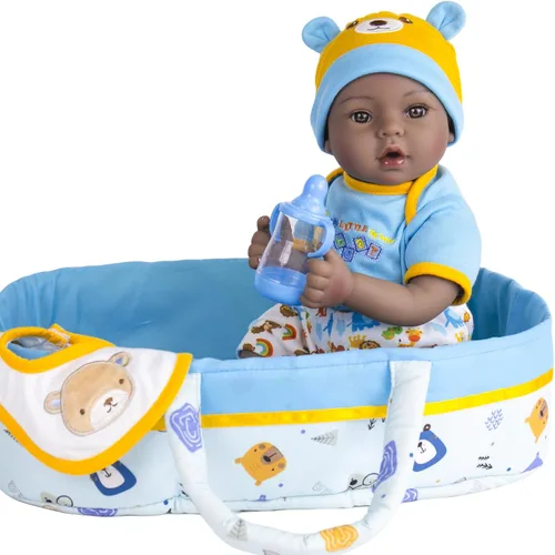 Miniatura 2 de Aori Muñecas negras Reborn – 18 pulgadas negro americano realista bebé recién nacido con cuerpo de tela suave, juego de regalo de 8 piezas