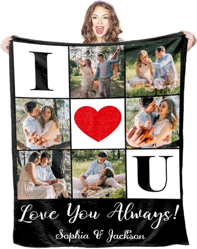 Miniatura 14 de Manta de fotos personalizada, 4 fotos, mantas personalizadas para mamá, abuela, esposa, mujeres de hija, hijo, marido, 8 tamaños 4 Fotos-1