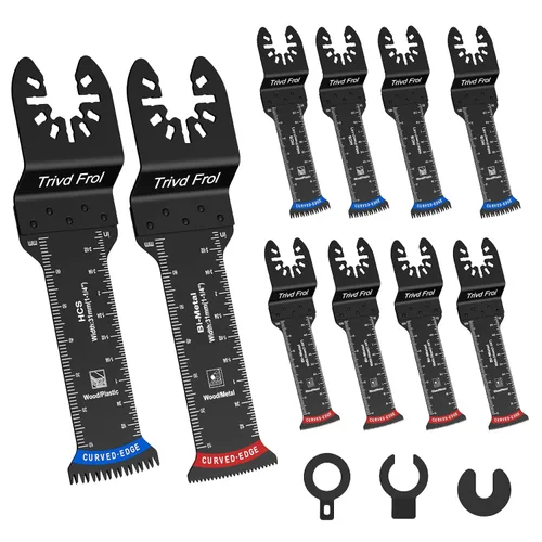 Miniatura 9 de 20 piezas de cuchillas oscilantes extra largas, cuchillas multiherramienta de borde curvo bi-metálico y dientes japoneses de corte preciso