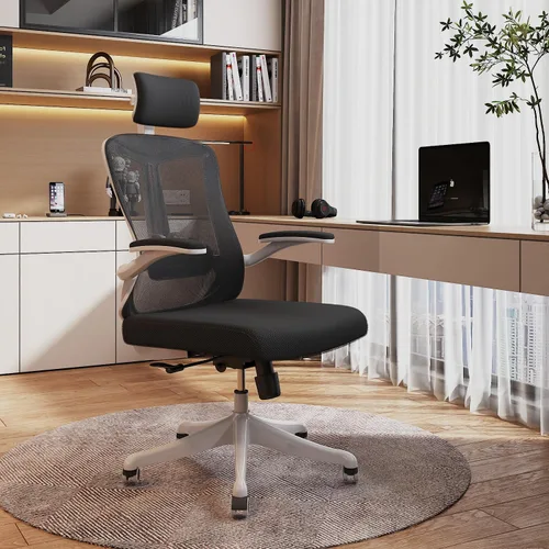 Miniatura 11 de Silla de oficina, silla ergonómica de escritorio cómoda para el hogar, silla de juegos con respaldo medio con ruedas, altura ajustable, soporte