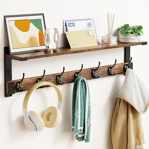 Oraich - Ganchos de pared con estante, perchero de pared de 73 cm con gancho para colgar abrigos, mochilas, llaves y ropa, estante flotante de pared