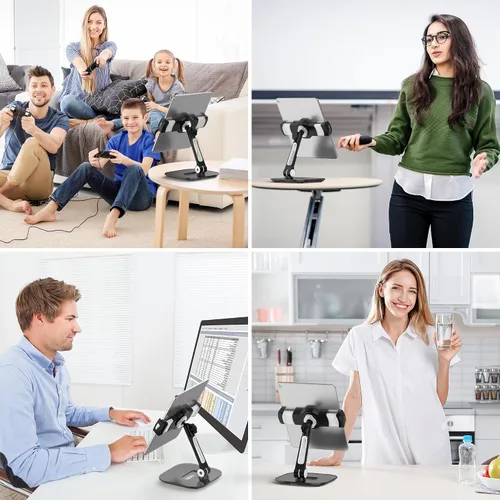 Miniatura 3 de AboveTEK Soporte para tableta, elegante soporte de aluminio para iPad, soporte plegable giratorio de 360° para tabletas/teléfonos inteligentes de 4