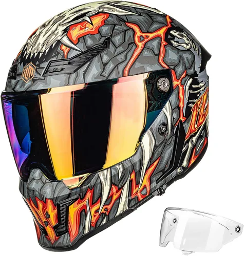 Miniatura 14 de ILM Cascos para Motocicleta para Adultos Hombres Mujeres Casco Integral DOT ECE con Visor Dual para Carreras en Calle con Pinlock Modelo MF509
