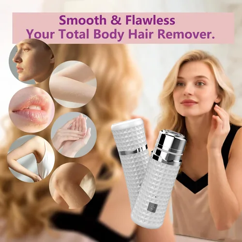 Miniatura 2 de Depilación facial sin dolor para mujeres, afeitadora facial eléctrica, recortadora portátil de melocotón para labios, barbilla y mejillas, Blanco