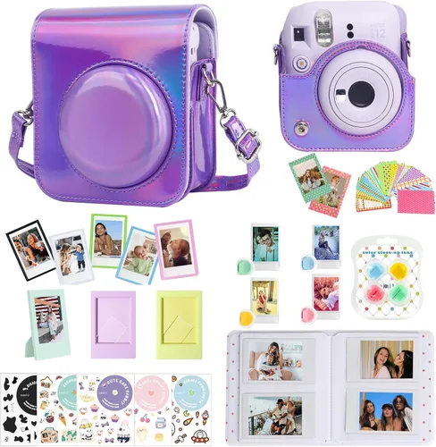Miniatura 12 de CAIYOULE Accesorios para cámara Fuji Instax Mini 12, paquete de accesorios que incluye estuche de PU para la cámara 12, mini álbum de fotos, marcos