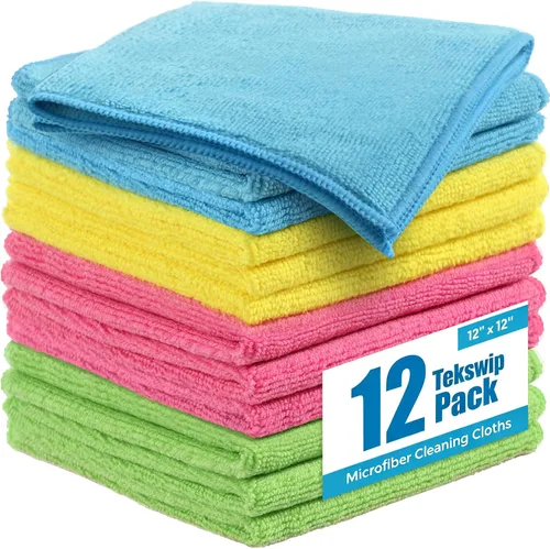 Miniatura 10 de Paño de limpieza de microfibra, paquete de 24, 12 x 12 pulgadas, varios colores Reutilizable Super Absorbente Suave Para La Cocina Casa Ventana