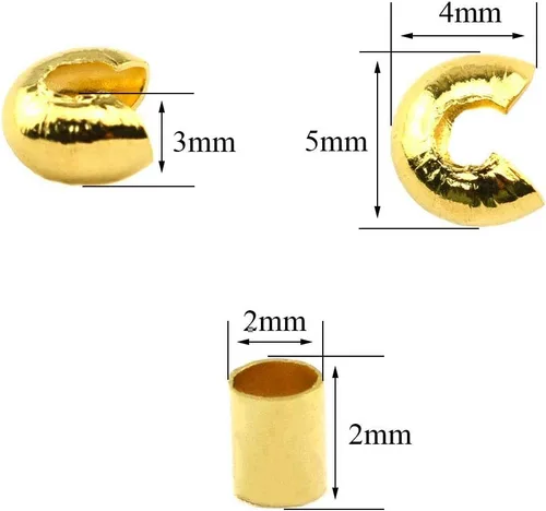 Miniatura 2 de Cuentas de crimpado de tubo pequeño de 0.079 pulgadas y cubiertas de nudo de cuentas de crimpado de 0.157 pulgadas, semicircular, fácil de colocar