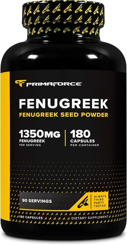 Primaforce Cápsulas de semillas de fenogreco (180 cápsulas/1350 mg por porción, 2 porciones de cápsulas) – Suplemento de hierbas premium para