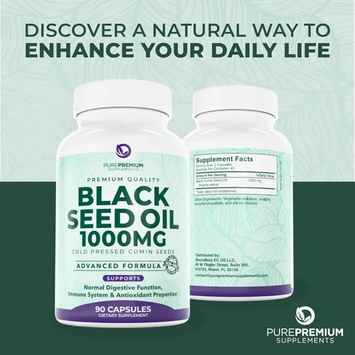Miniatura 9 de PurePremium Aceite de semilla negra de 500 mg – Semillas orgánicas de Nigella Sativa – Extracto de aceite de semilla de comino negro prensado
