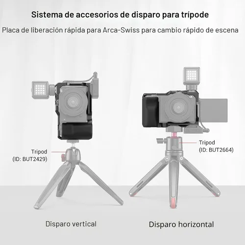 Miniatura 7 de SMALLRIG ZV-E10 Jaula con mango de silicona y agujeros roscados incorporados, zapata fría y placa de liberación rápida para Sony ZV-E10