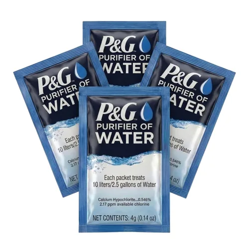 P&G Purifier of Water Paquetes purificadores de agua portátiles. Paquetes de polvo de purificación de filtro de agua de emergencia para camping,