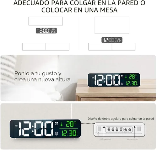 Miniatura 7 de Reloj digital de pantalla grande, reloj despertador para sala de estar, oficina, decoración de dormitorio, LED eléctrico con cable, pantalla