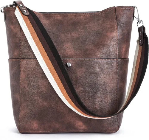 Miniatura 55 de BROMEN Bolsa Hobo para mujer, diseñada con cuero vegano, de hombro, bandolera