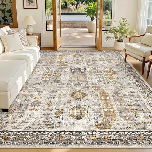 Miniatura 164 de Madane Alfombra lavable de 2 x 3 pies, alfombra de entrada pequeña, antideslizante, vintage, para entrada interior, alfombra de pelo bajo