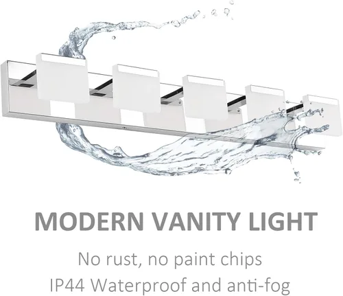 Miniatura 6 de Ralbay Luces LED modernas para tocador de baño, 5 luces, lámpara de pared de baño de acero inoxidable acrílico