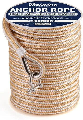 Miniatura 15 de RainierSupplyCo Cuerda de anclaje para barco - Línea de anclaje de cuerda marina trenzada doble - 100/150 / 200/300 pies de línea de navegación