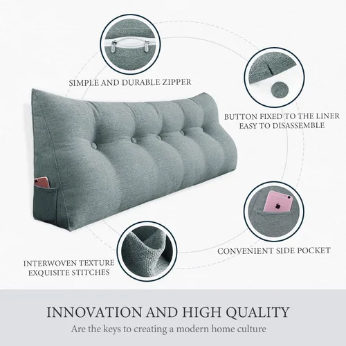 Miniatura 2 de Almohada Cuña para Cabecero Tamaño Twin Almohada Bolster Grande para Sofá Cama Almohada de Lectura Triangular Almohada de Soporte para la Espalda