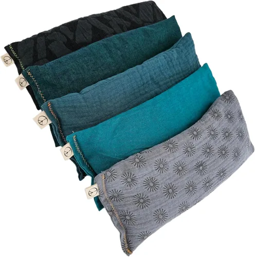 Almohadas de ojos sin perfume (paquete de 5 muestreadores), franela de gasa de algodón suave, relleno de semillas de lino con peso para yoga,