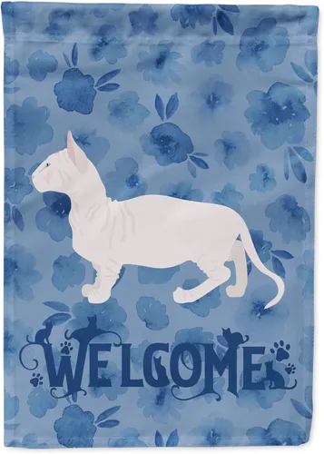 Miniatura 150 de Caroline's Treasures CK4813CHF - Bandera de bienvenida con gato abisinio azul, manga grande, para porche, para colgar en la pared, poliéster