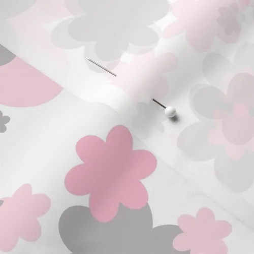 Miniatura 5 de Spoonflower Tela: rosa, gris y gris, floral, habitación de bebé, estampado en tela de gasa, cuarto de gordo, costura de moda, vestidos