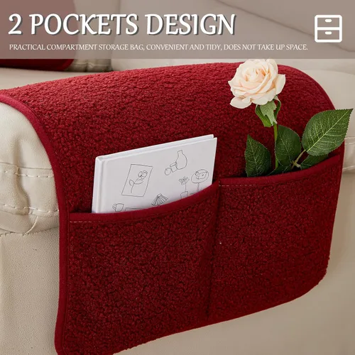 Miniatura 4 de Funda para reposabrazos de sofá, funda para reposabrazos de silla reclinable, funda de terciopelo de cordero, antideslizante, protector de muebles