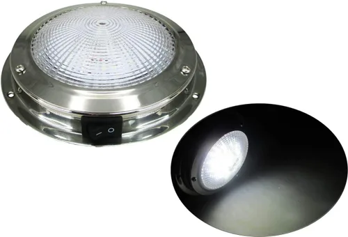 Miniatura 14 de Pactrade Marine Luz de cúpula de 12 V - lente de 5 pulgadas, blanco cálido incandescente, luz de barco de acero inoxidable con interruptor