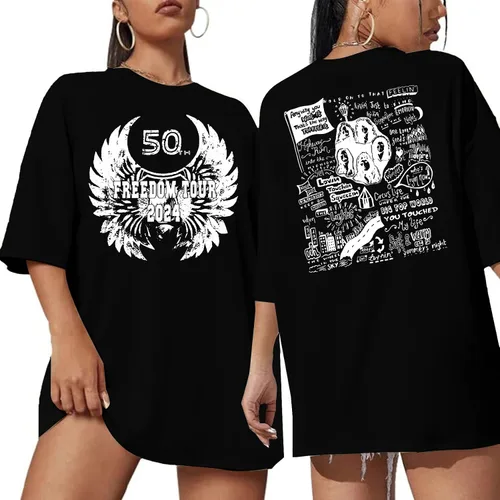 Camisetas de banda de rock para mujer, camiseta de Freedom Tour 2024, camisetas vintage de música rock, camisetas casuales de verano de gran tamaño