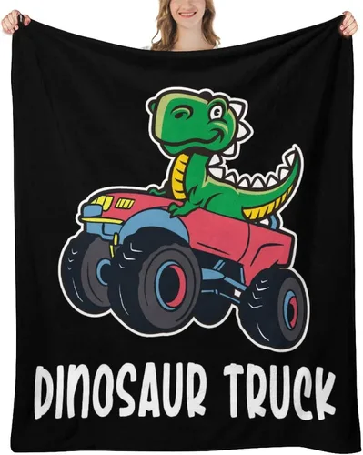 Miniatura 13 de Manta de dinosaurio de camión para niños y adultos, acogedora y suave para sofá, cama, manta deportiva de franela para cumpleaños para invierno, 30