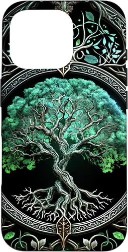 Miniatura 19 de Funda para iPhone 11 Pro Max Tree Of Life Yoga espiritual celta vikinga, verde y negro